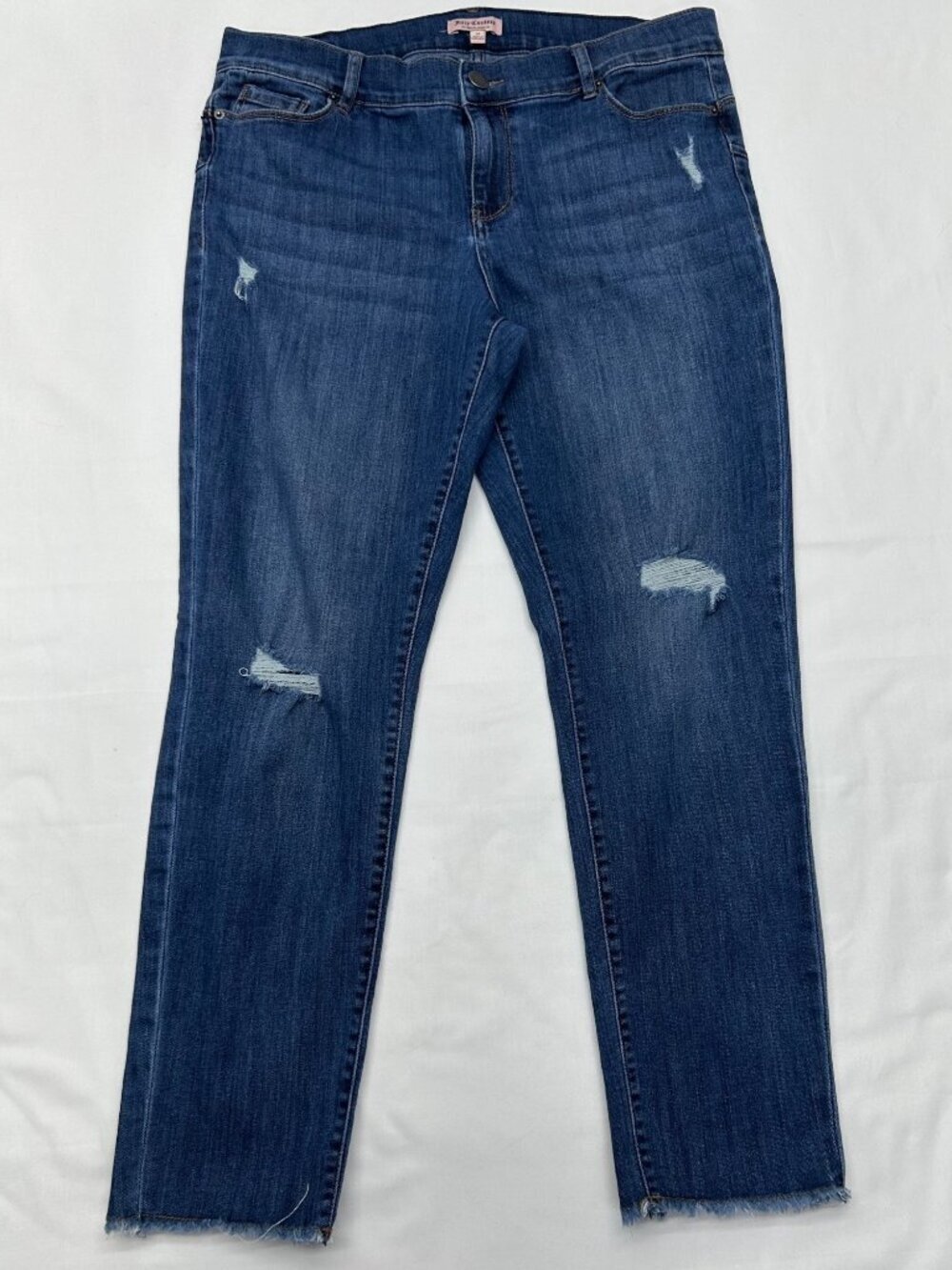 Juicy Couture Los Angeles Women's Jeans 10 Logo Raw Hem Blue